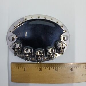 Skull Western Belt Buckle Mens Silver Metal Gothic Biker Punk Accessory Rocker